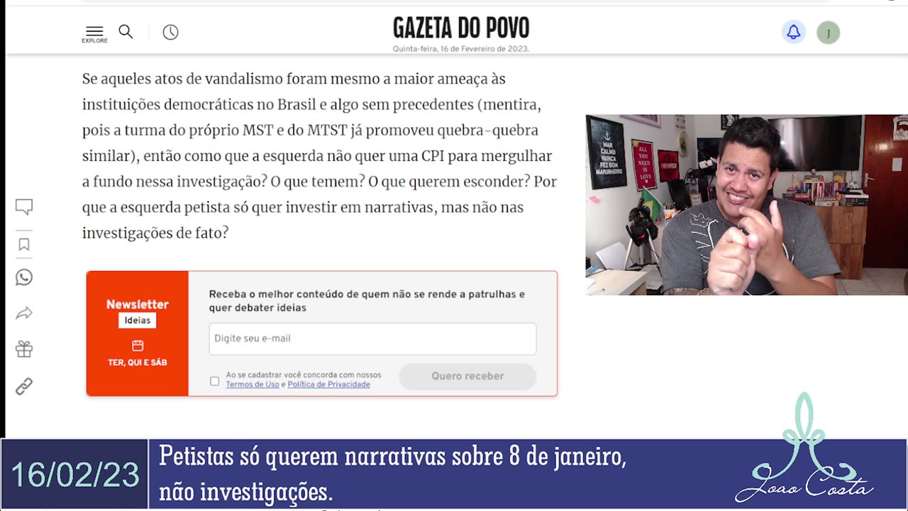 Petistas só querem narrativas sobre 8 de janeiro, não investigações.