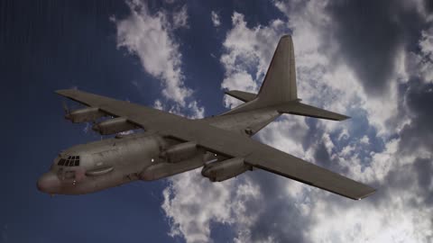 A warplane encounters a powerful thunderstorm