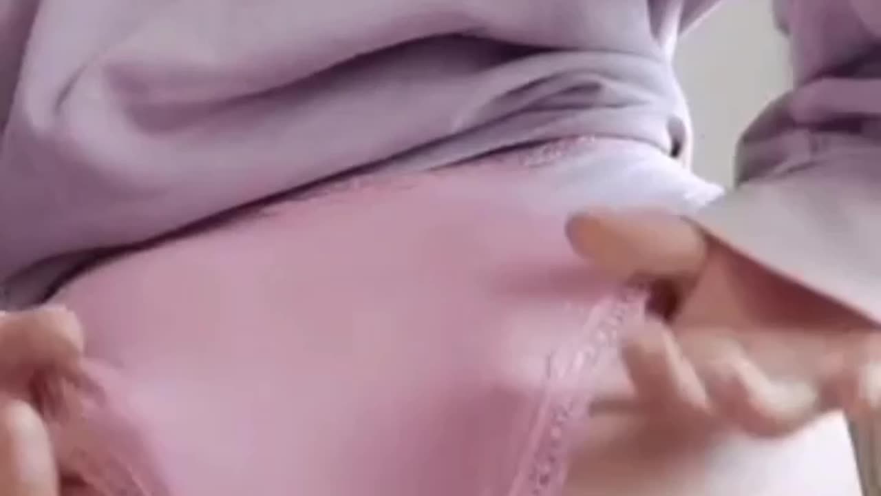 Pink panty try on