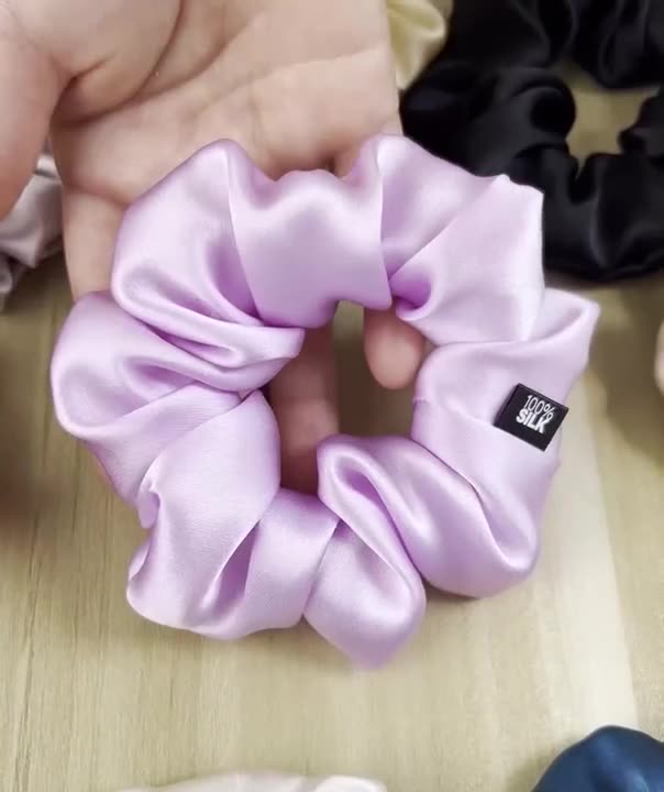 100% Mulberry Silk Hair Scrunchies Elastic Rubber Band Hair Ties