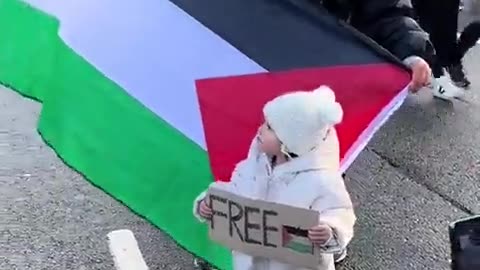 A cute little angle protest in wake of Israel atrocities in Gaza