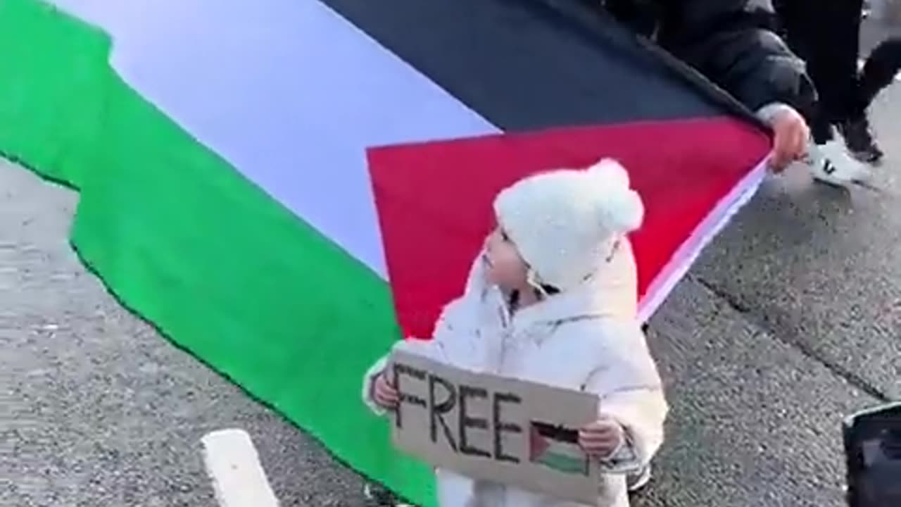 A cute little angle protest in wake of Israel atrocities in Gaza