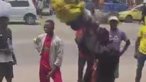 Funny kids playing in the street