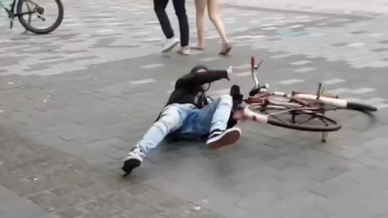 instant karma-drunk angry man on a bike