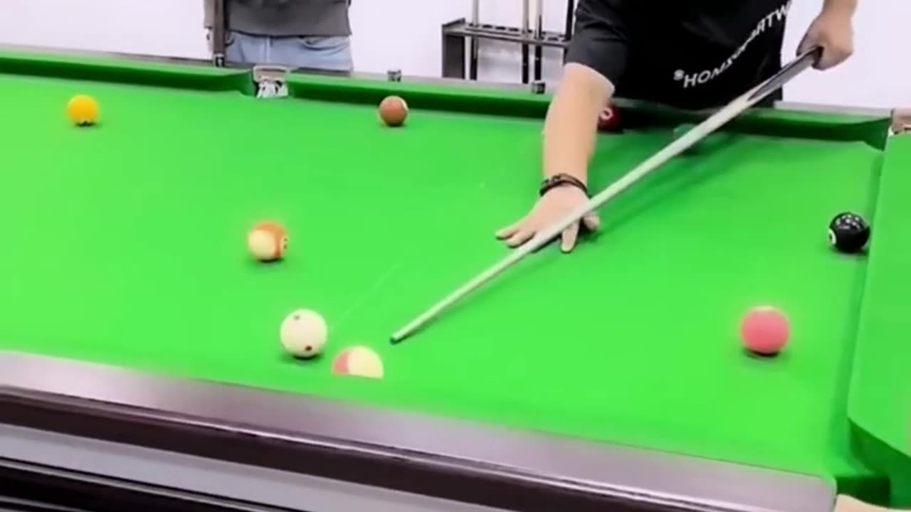 Funny video playing billiards in funny way