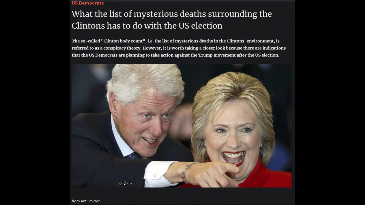 What the list of mysterious deaths surrounding the Clintons has to do with the US election.