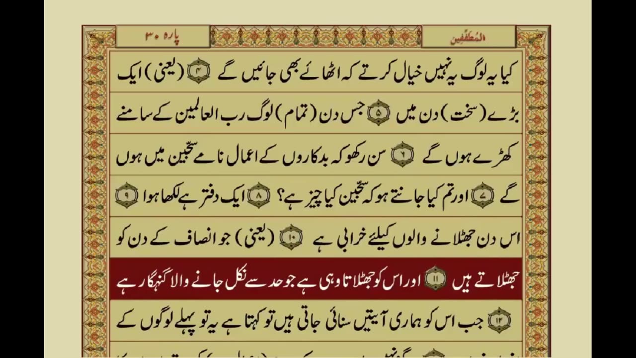 Surat Ul Mutafifeen With Urdu Hindi Translation