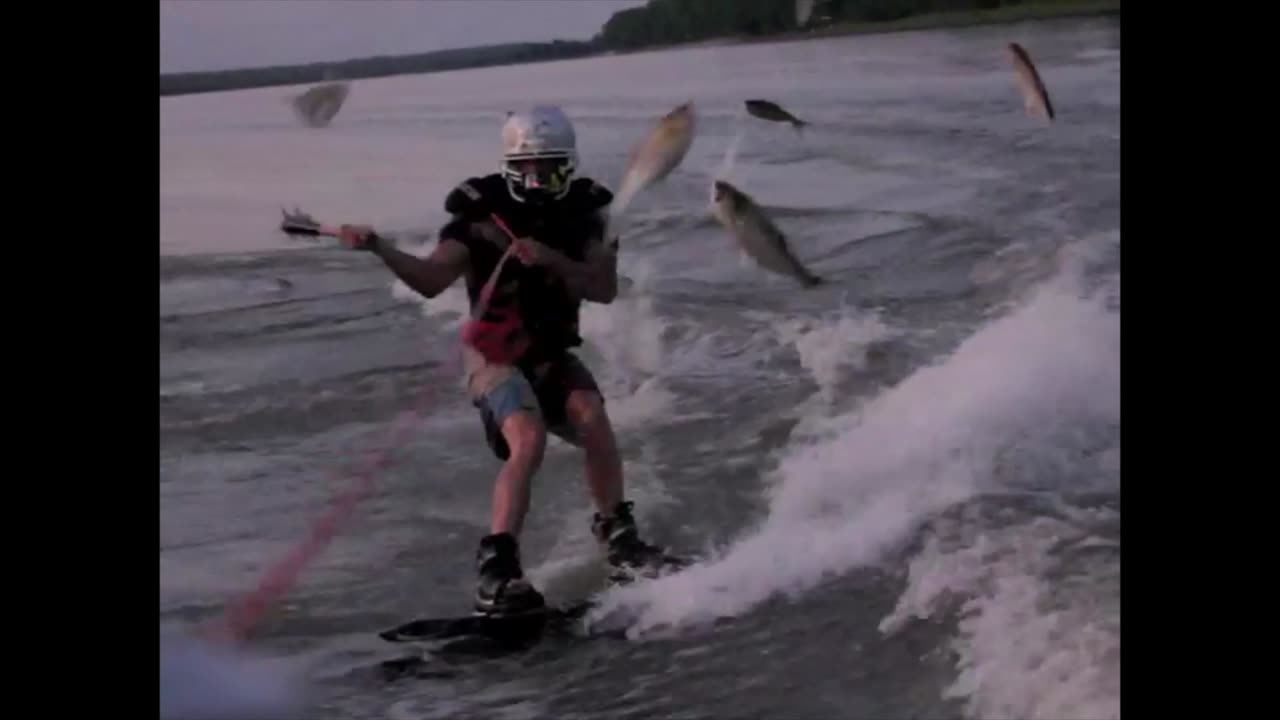 Battling Asian Carp on Water Skis Mad Max style.