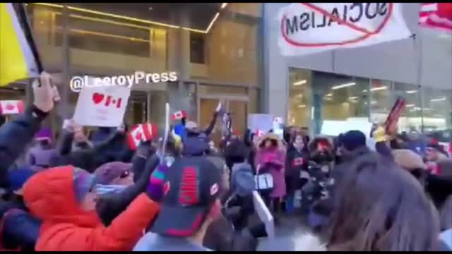 Protesters have surrounded the Canadian Embassy in New York City