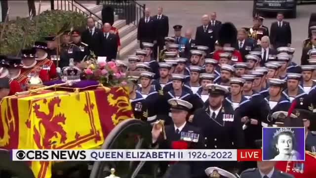 Queen Elizabeth's coffin is carried to Westminster Abbey in 16-minute procession