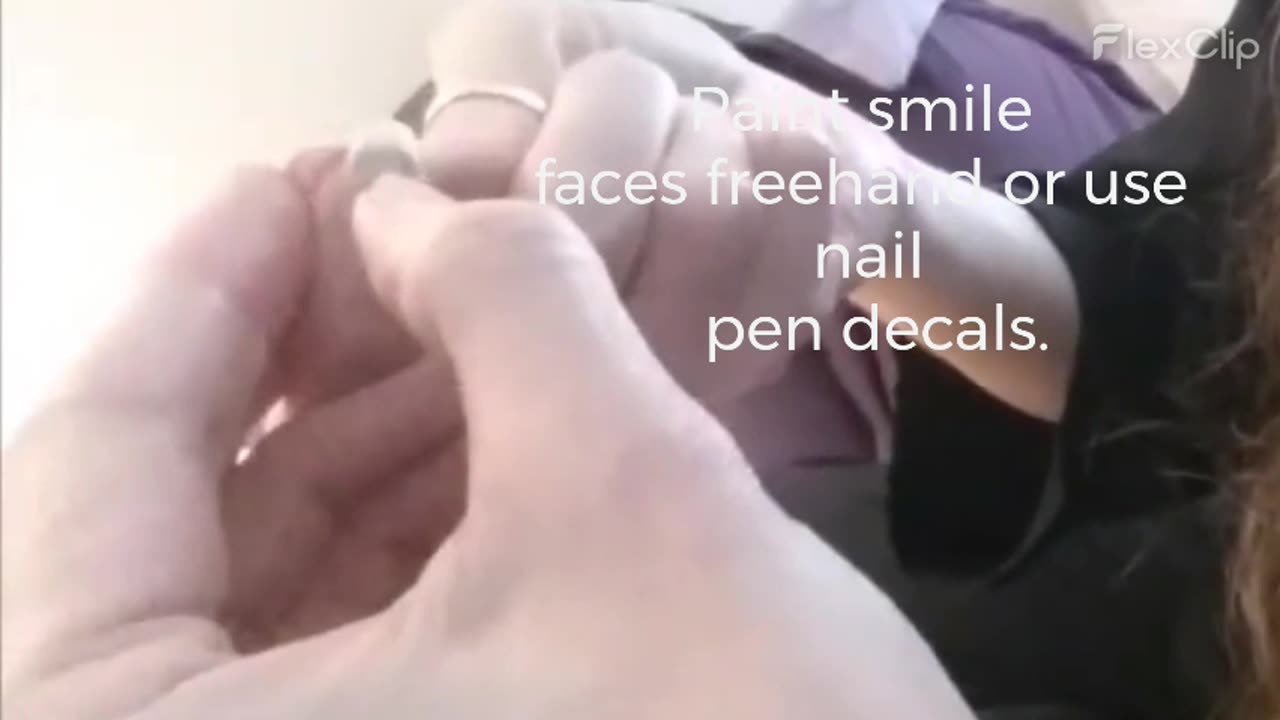 Paint Smile Faces on Finger Nails more close up