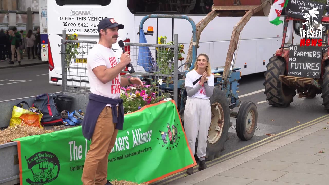 Protesters gathered in Parliament Square to demand a better UK food and farming system