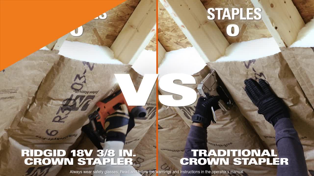 RIDGID Power Tools 18V 3_8 in. Crown Stapler VS Traditional Crown Stapler R09897