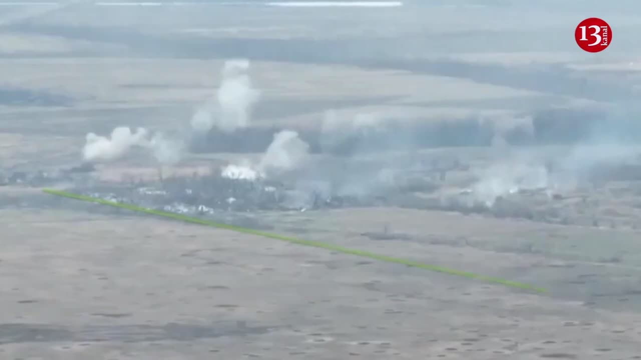 The attacking Russian tank column was encircled - strong blast in hit tanks