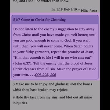 Bible Commentary from the Spirit of Prophecy 163: Psalm 51:7