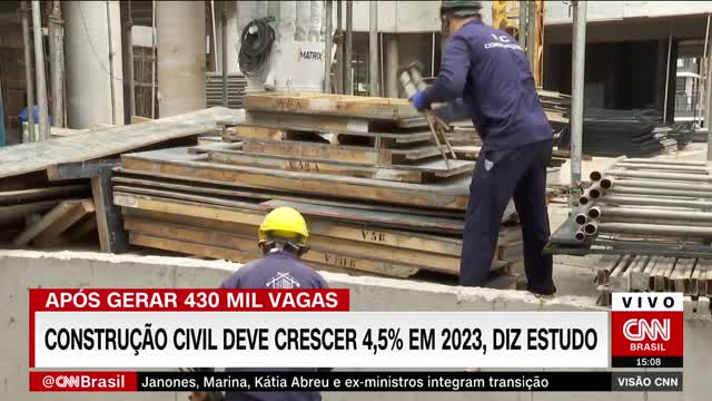 Após gerar 430 mil novas vagas, construção civil deve crescer 4,5% em 2023, diz estudo | VISÃO CNN