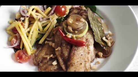 CGEats- Fish Fillet Adobo with Toasted Sesame Mango Salad