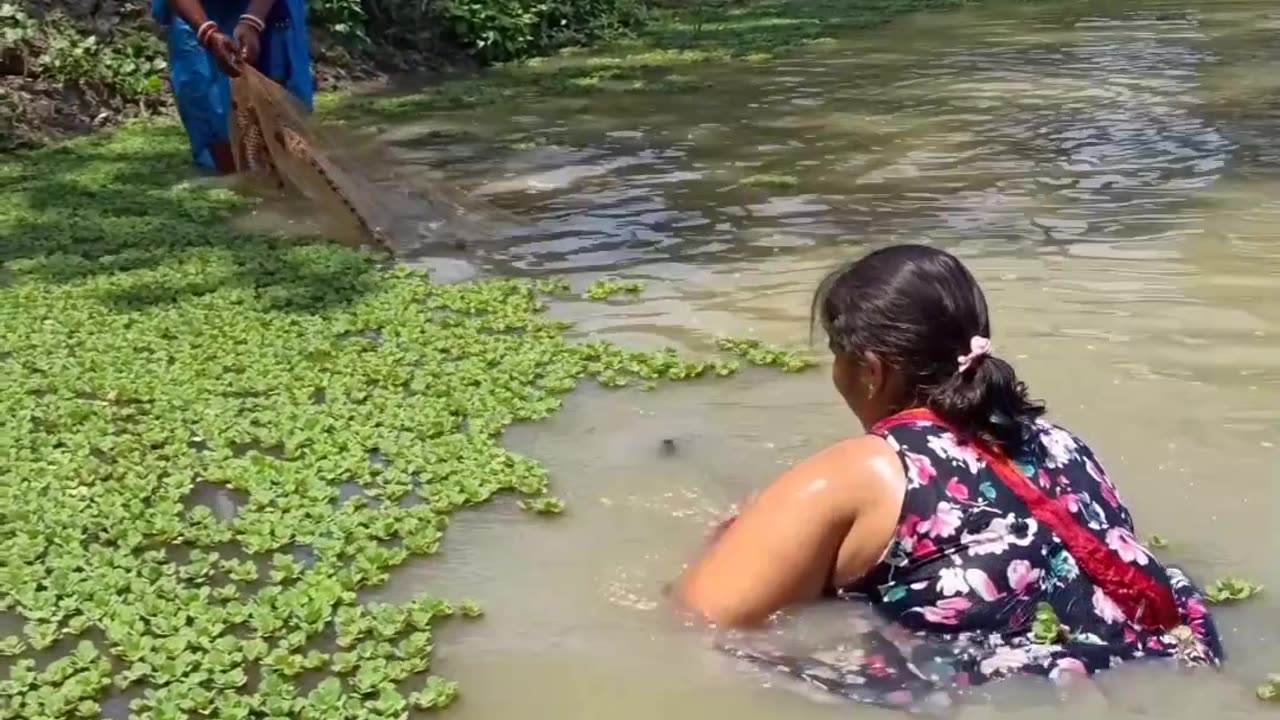 Village girl fishing