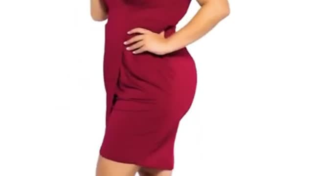 Women Plus Size Sleeveless Deep V || Neck Bodycon Wrap Dress