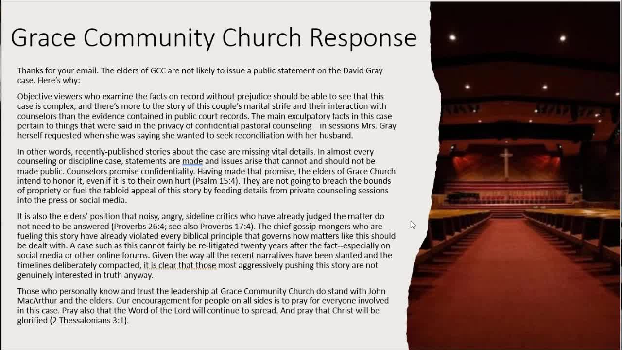 John MacArthur and the David Gray Situation