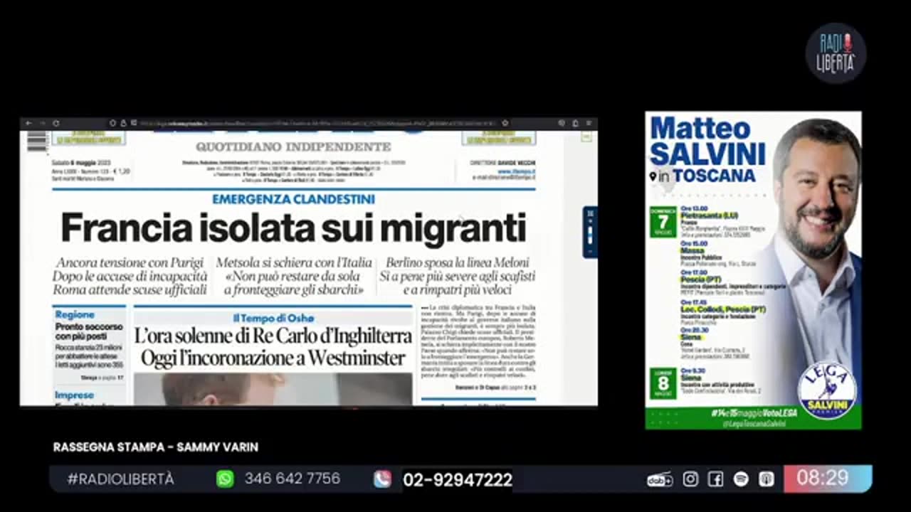 🔴 Rassegna stampa di Sammy Varin su "Radio Libertà" del 06/05/2023.