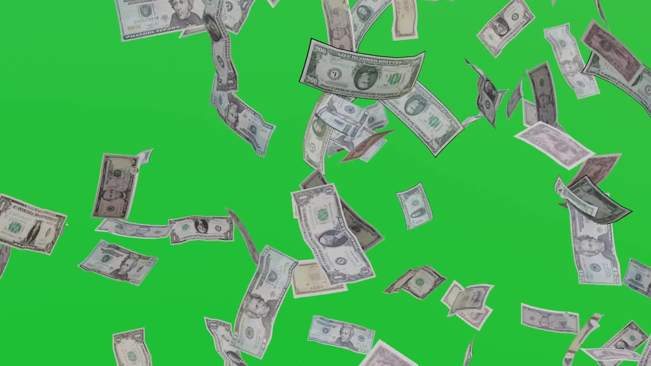 falling money green screen