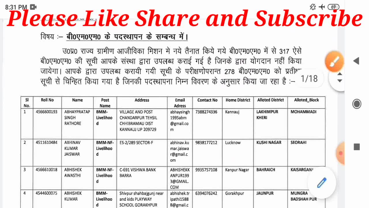 #upsrlmbmmwaitinglist Block mission manager Waiting list 2021वेटिंग लिस्ट आ गई है।