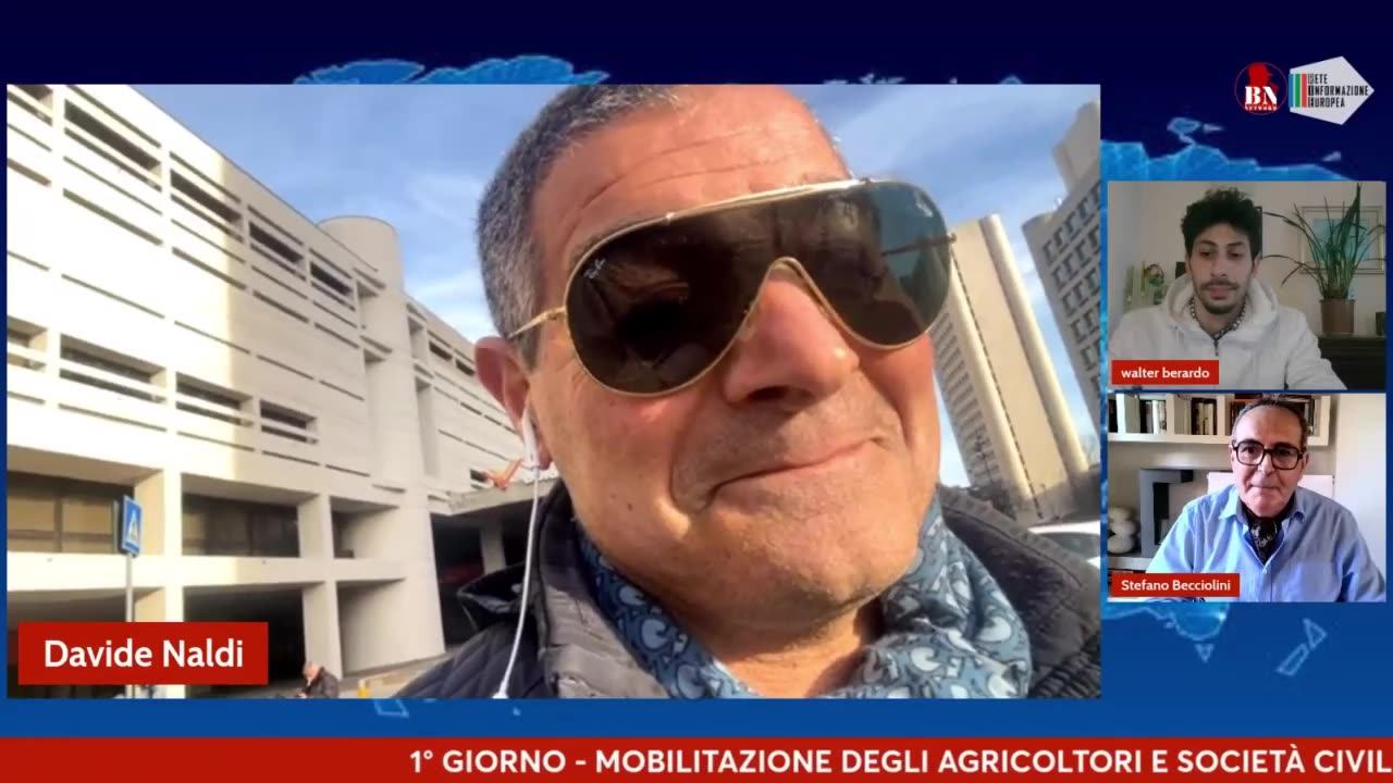 Collegamento di Fulvio durante la protesta degli agricoltori al palazzo della regione