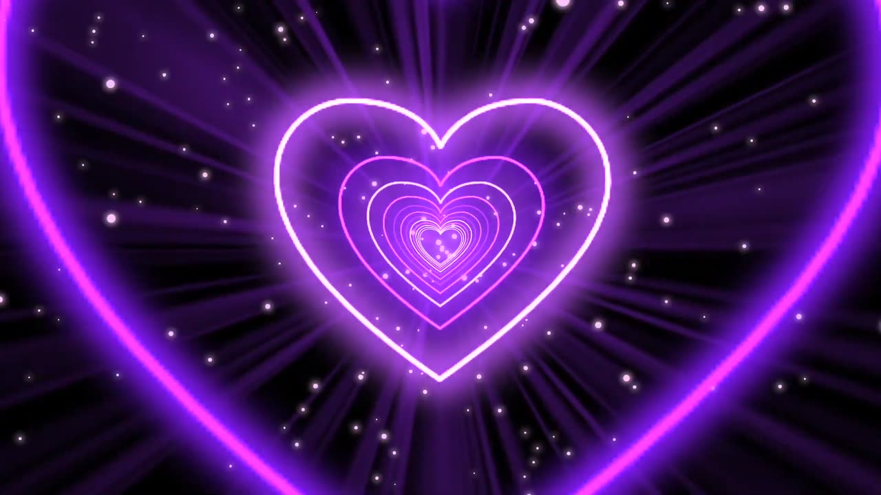 253. Heart Tunnel Background💜Purple Animation Video Neon Heart Background Video Wallpaper Heart