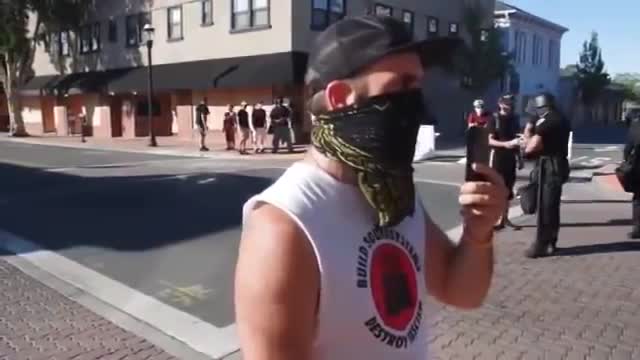 Patriots And AntiFa Square Off At California Black Lives Matter Event