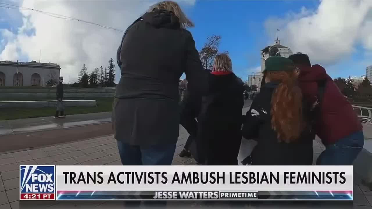 Transgender activist ambush lesbian feminist protesters.