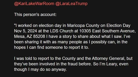 Poll Worker Statement via John Cullen-MARICOPA removed TABULATED BALLOTS thru Side Door TO KEEP SEAL