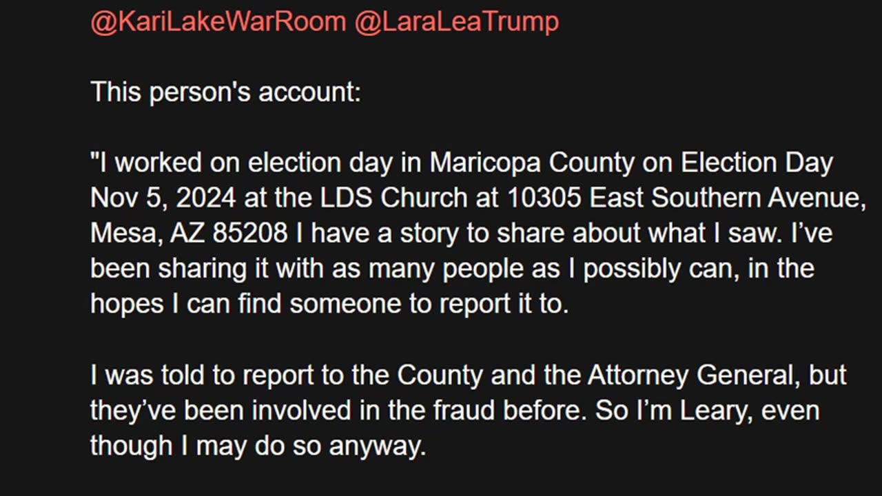 Poll Worker Statement via John Cullen-MARICOPA removed TABULATED BALLOTS thru Side Door TO KEEP SEAL