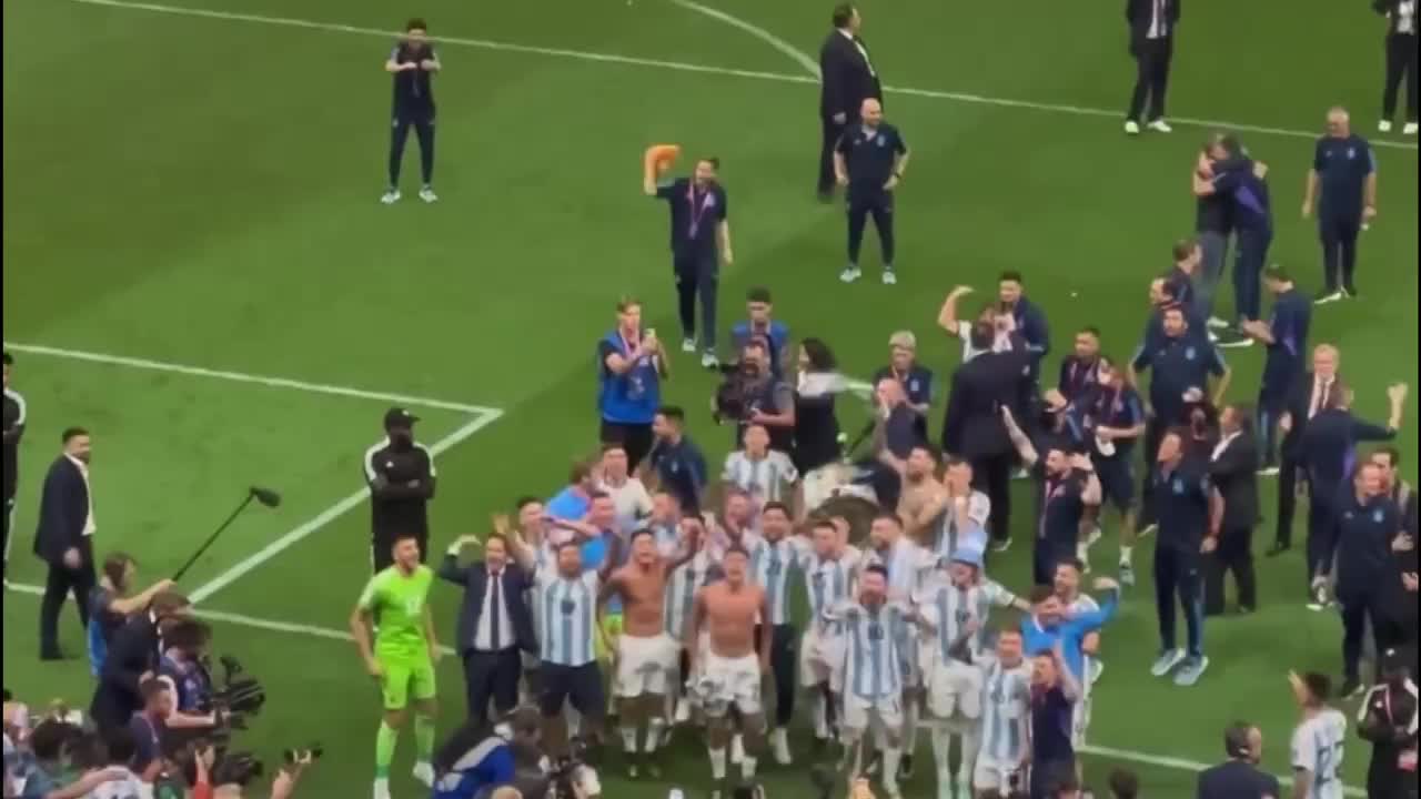 Leo Messi celebrates with Argentina fans