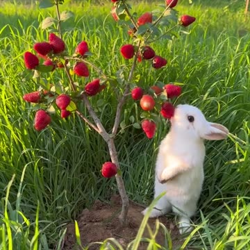 cute rabbit eating