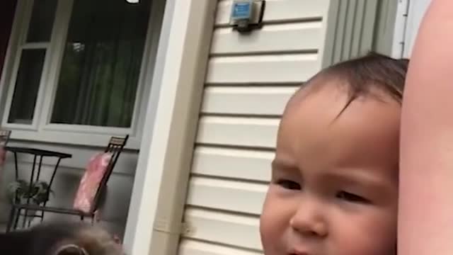 A Sweet Baby Share Her Food To The Cat 🥰😘 #shorts