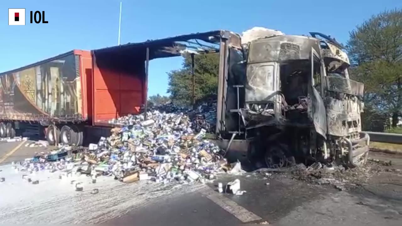 Watch: Protesting residents set milk truck on fire