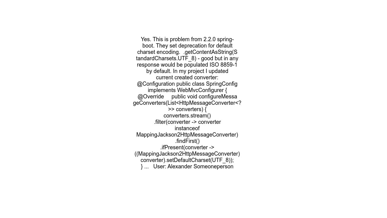MockMvc no longer handles UTF-8 characters with Spring Boot 2.2.0.RELEASE