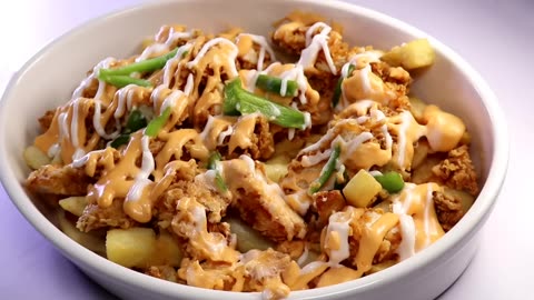 Chicken loaded fries with cheese sauce recipe