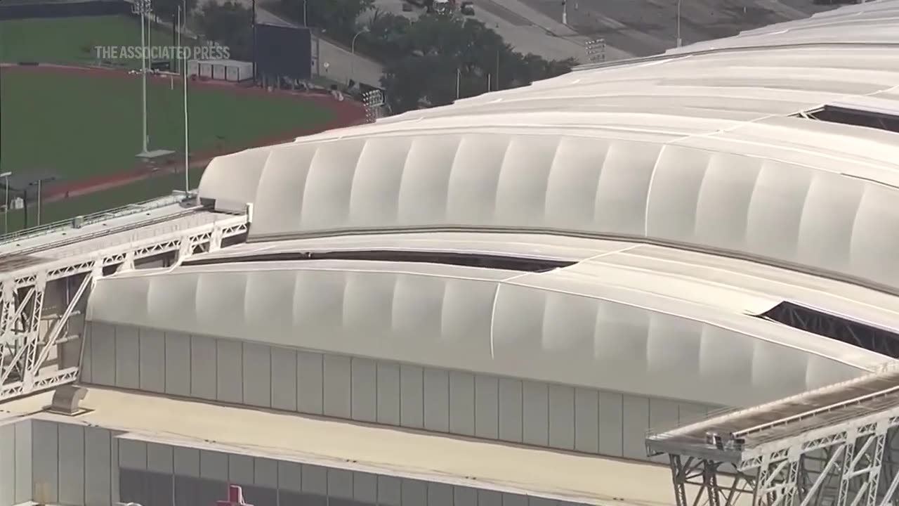 Aerial video shows damage on NRG Stadium in Houston after Beryl.mp4