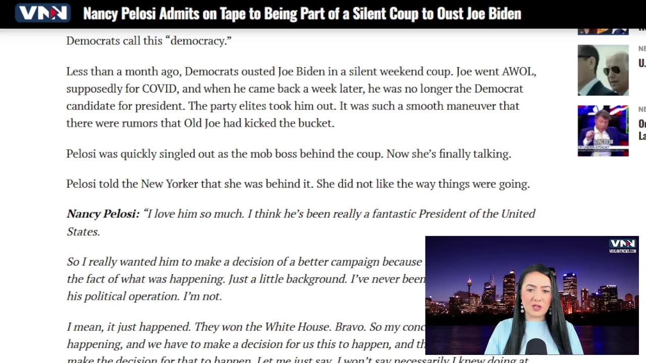 Nancy Pelosi admits on tape to being part of a silent coup to oust Joe Biden.