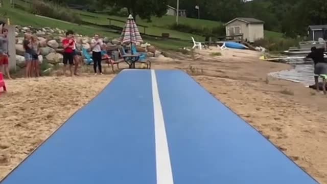 Tumbling training at the beach