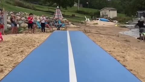 Tumbling training at the beach