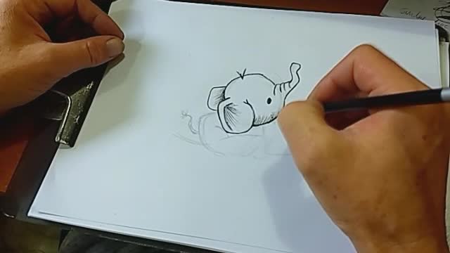 How to draw a little elephant baby