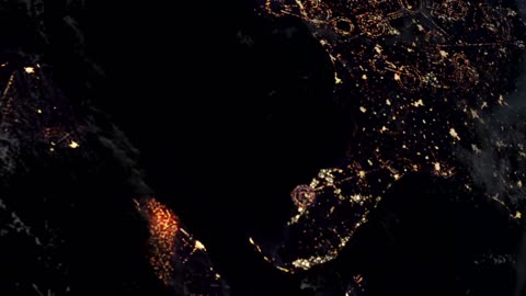 View of Earth at night from space