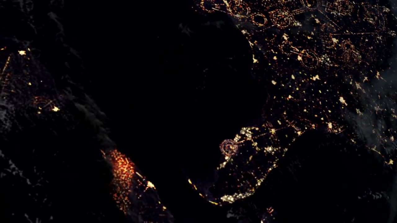 View of Earth at night from space