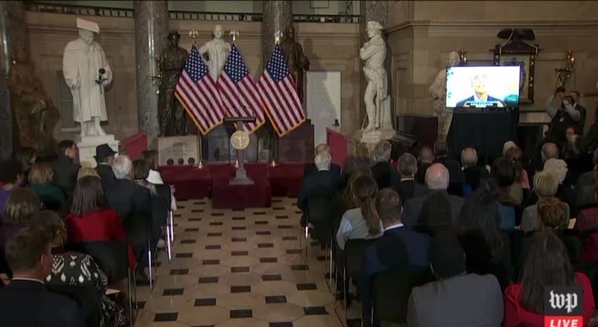 Obama gives zoom speech at Pelosi portrait unveiling