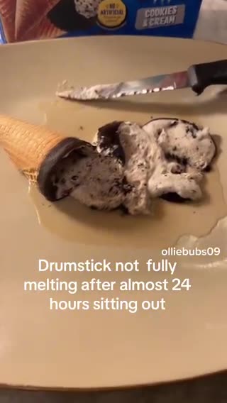 Drumstick Ice Cream Cone begins to melt in the open air after 22 hrs?