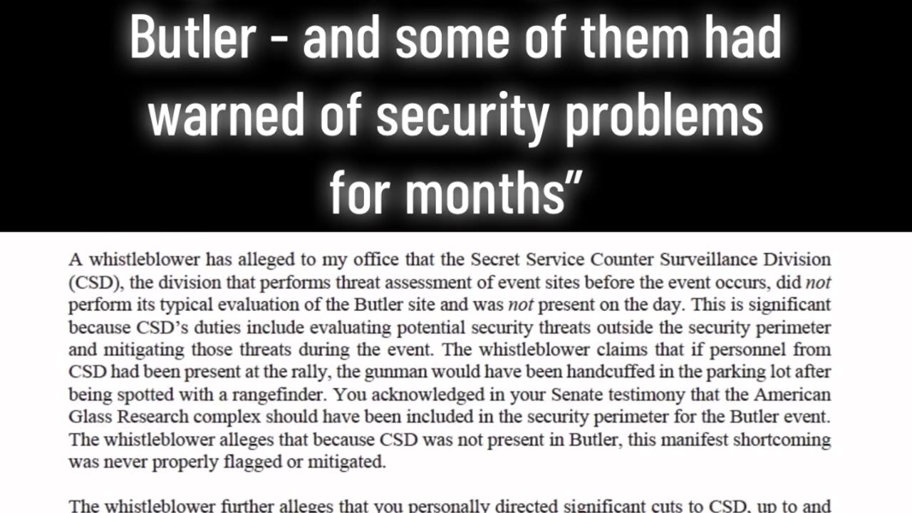 8/1/24🚨UPDATE Sen Hawley, Whistleblower re Secret Svc cutting Threat Assessment Agents