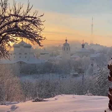 Winter dawn with a view of the Trifonov Monastery
